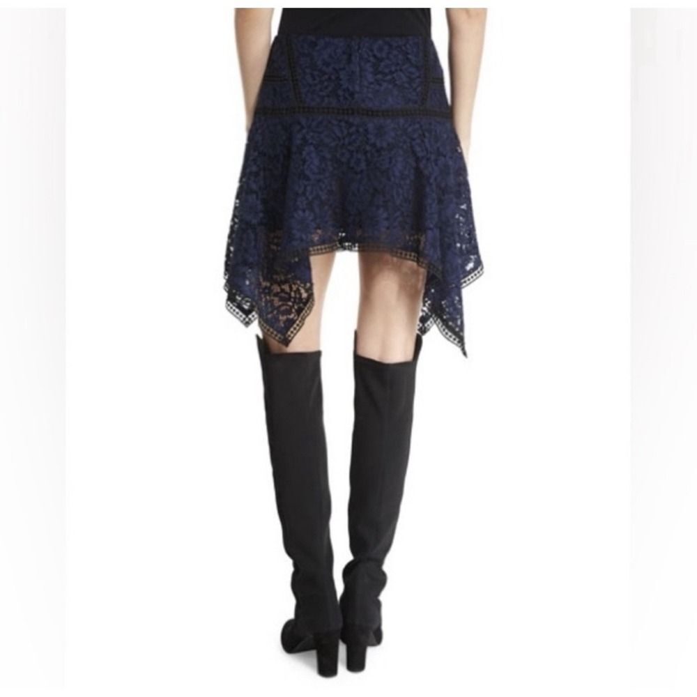 Veronica Beard Lace Mini Skirt Navy Sz 6 Asymmetrical Hem - Picture 13 of 13